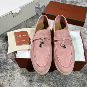 Loro Piana Pink Suede Slip-On Loafers